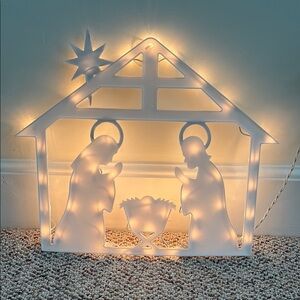 Illuminated White Nativity Scene Decor. 14 x 17